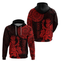 Custom Mexico Aztec Hoodie El Calendario Maya Mix Huitzilopochtli Red - Wonder Print Shop