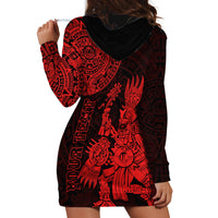 (Custom Personalised) Mexico Aztec Hoodie Dress El Calendario Maya Mix Huitzilopochtli Red - Wonder Print Shop