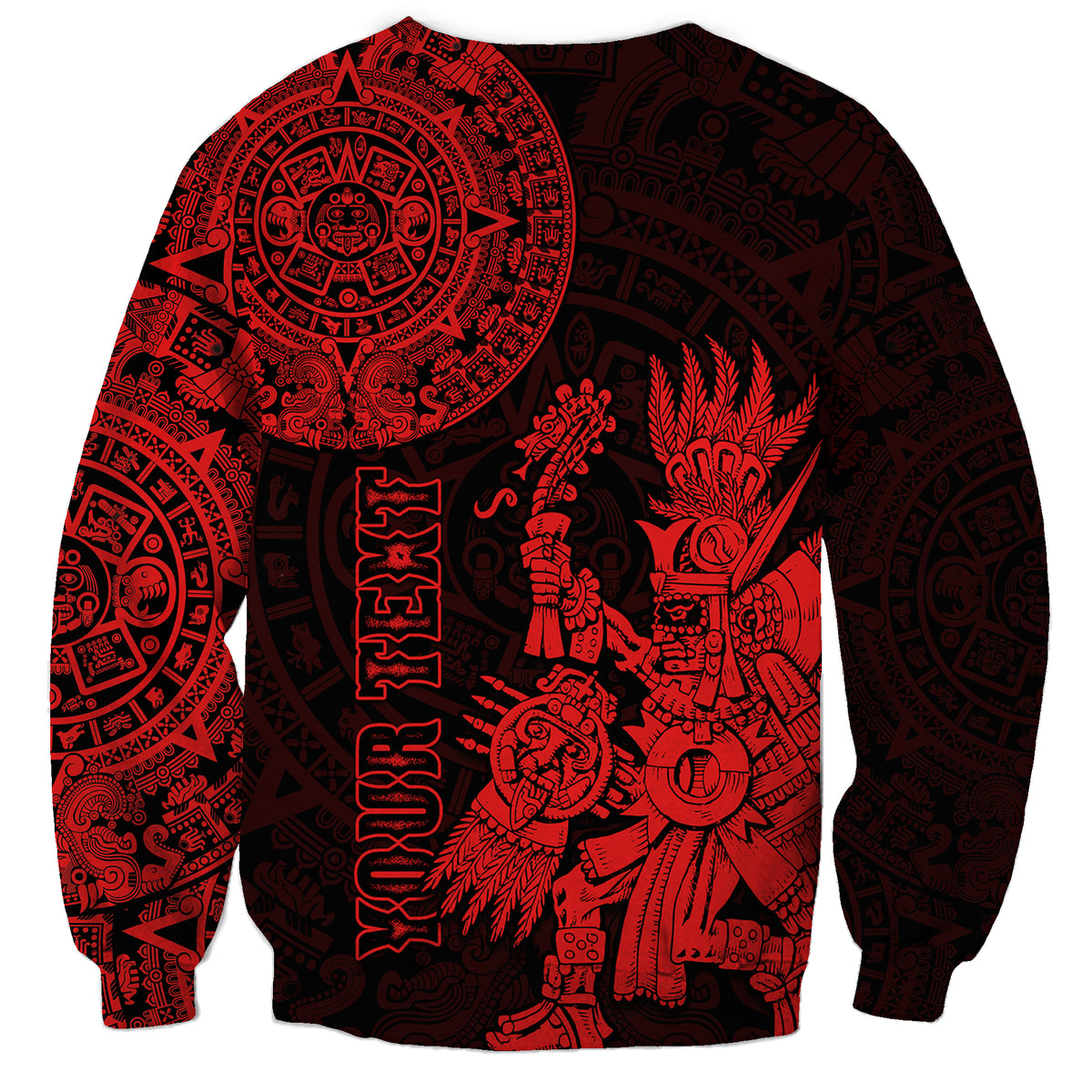 (Custom Personalised) Mexico Aztec Sweatshirt El Calendario Maya Mix Huitzilopochtli Red - Wonder Print Shop