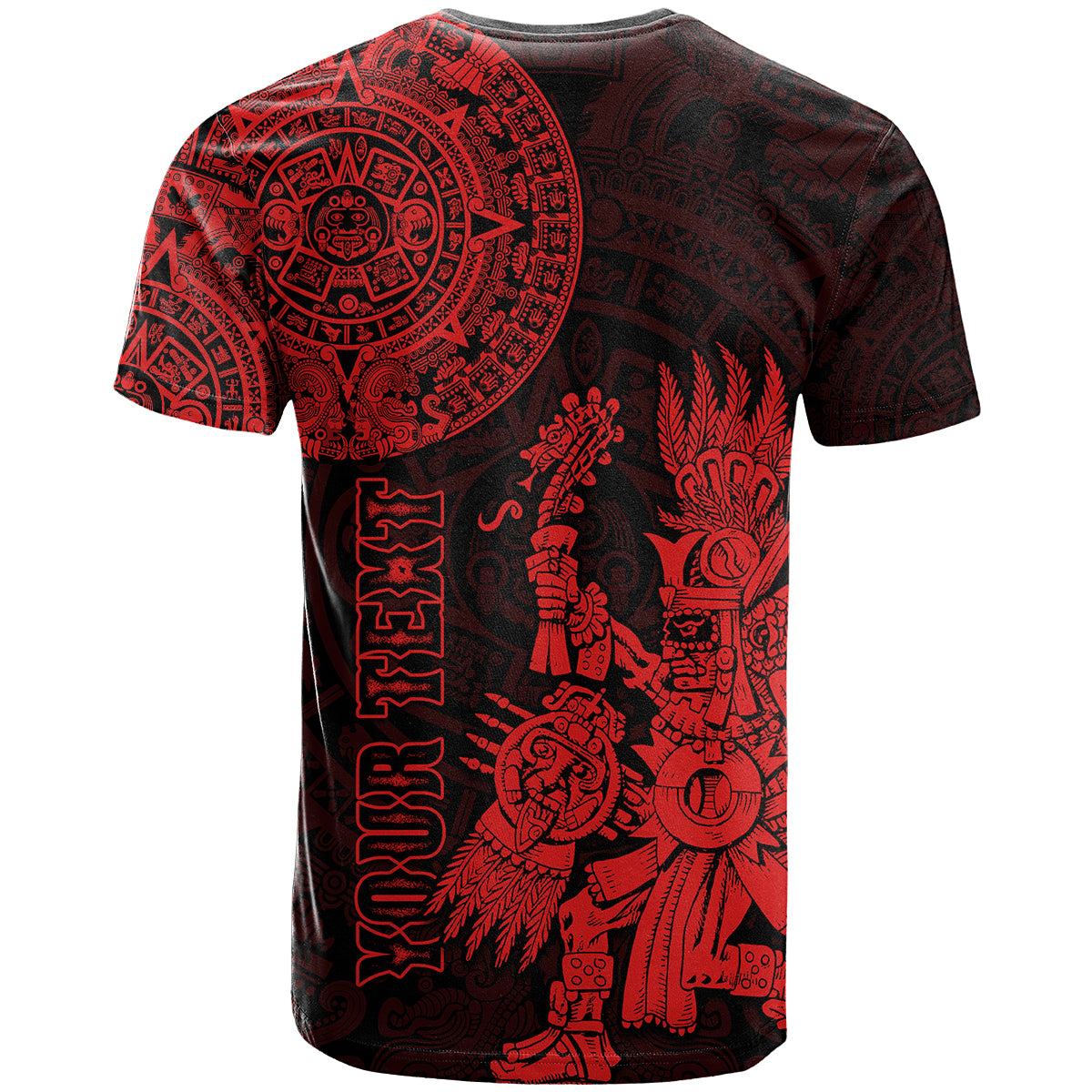 Custom Mexico Aztec T Shirt El Calendario Maya Mix Huitzilopochtli Red - Wonder Print Shop