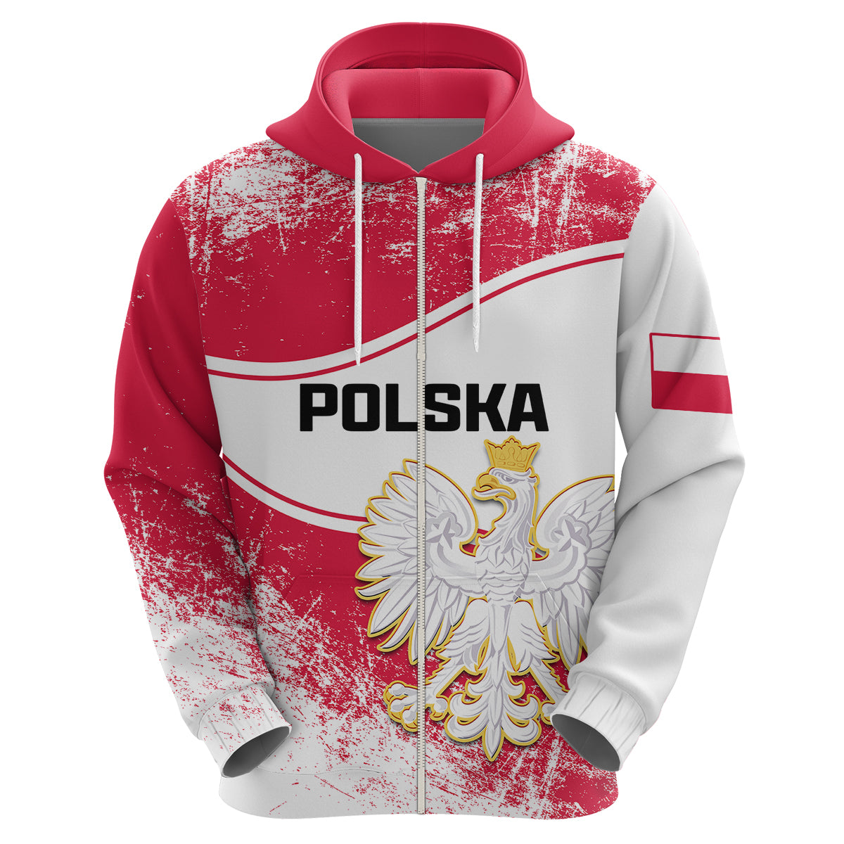 Poland Constitution Day Hoodie Coat Of Arms Grunge Style - Wonder Print Shop