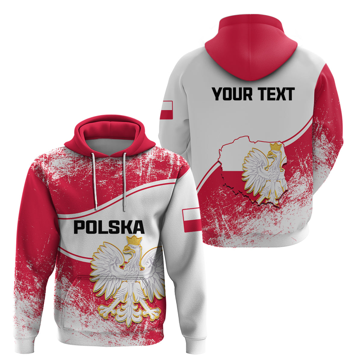 custom-personalised-poland-constitution-day-hoodie-coat-of-arms-grunge-style