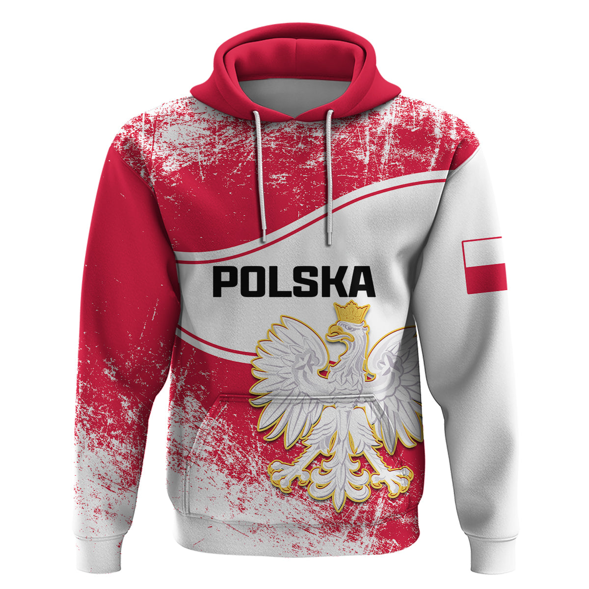 Custom Poland Constitution Day Hoodie Coat Of Arms Grunge Style - Wonder Print Shop