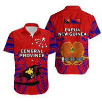 Papua New Guinea Hawaiian Shirt Central Province Mix Coat Of Arms Polynesian Art - Wonder Print Shop