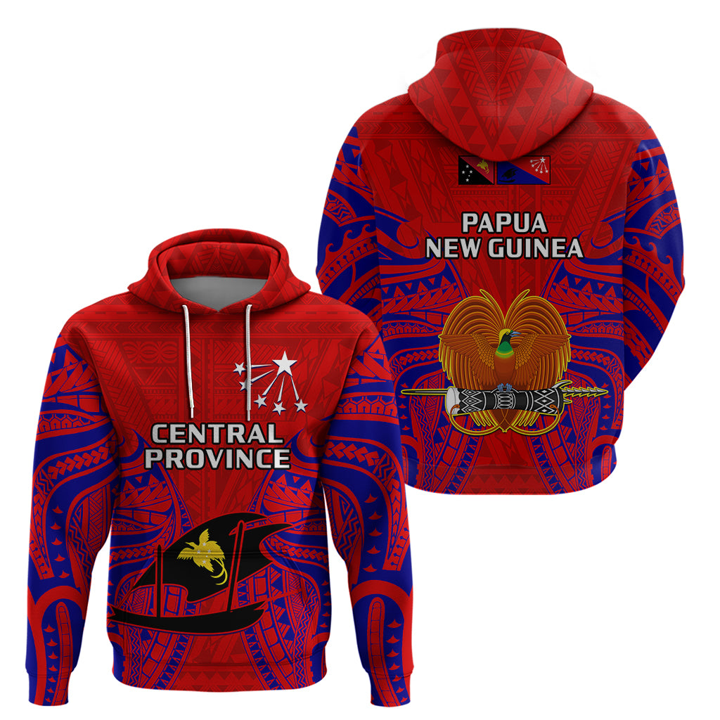 Papua New Guinea Hoodie Central Province Mix Coat Of Arms Polynesian Art - Wonder Print Shop