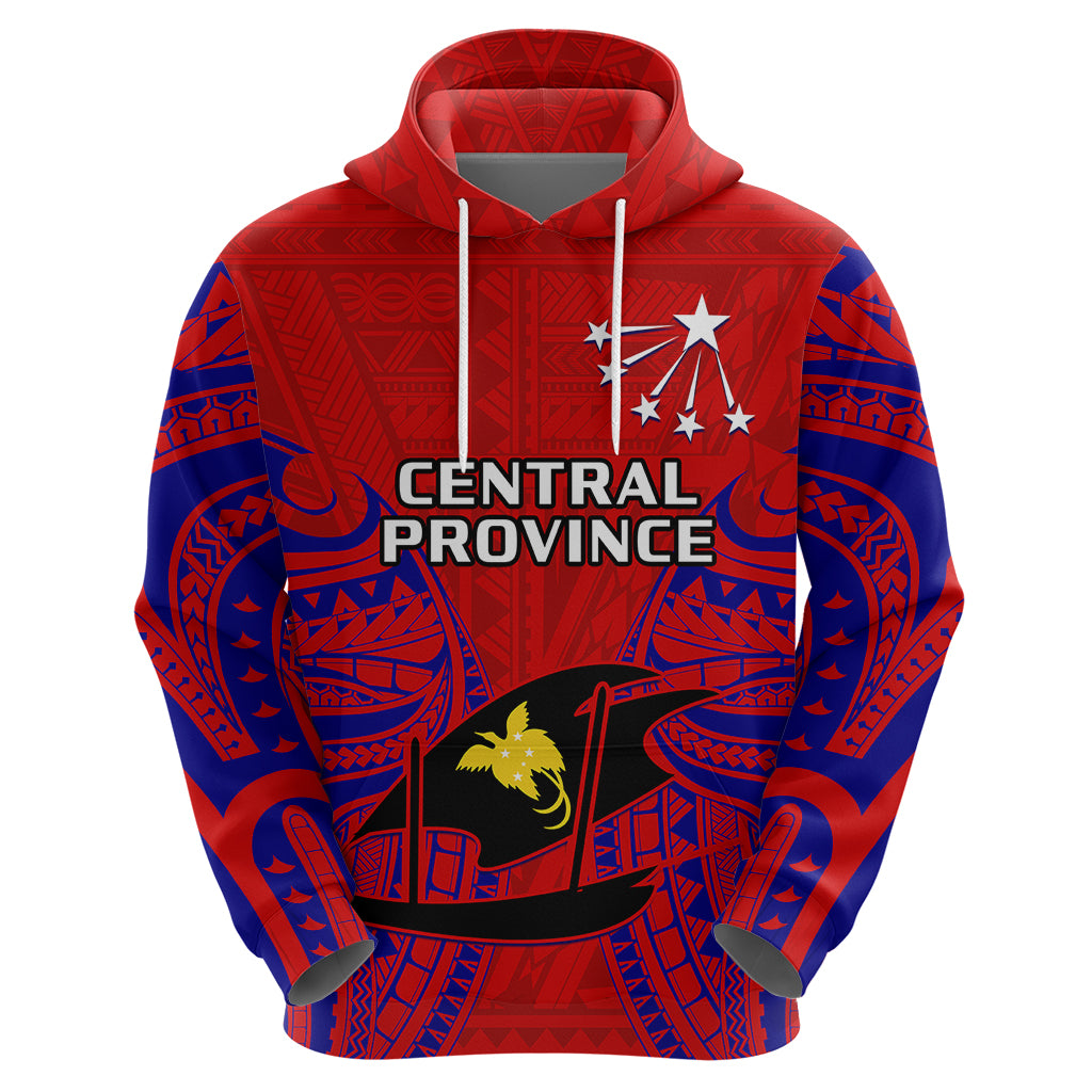 Papua New Guinea Hoodie Central Province Mix Coat Of Arms Polynesian Art - Wonder Print Shop