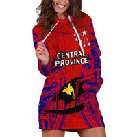 Papua New Guinea Hoodie Dress Central Province Mix Coat Of Arms Polynesian Art - Wonder Print Shop