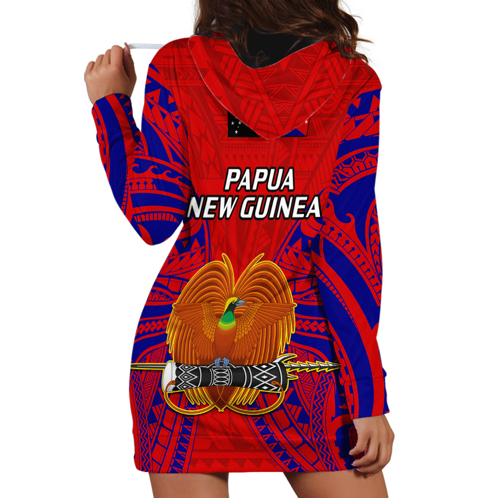 Papua New Guinea Hoodie Dress Central Province Mix Coat Of Arms Polynesian Art - Wonder Print Shop