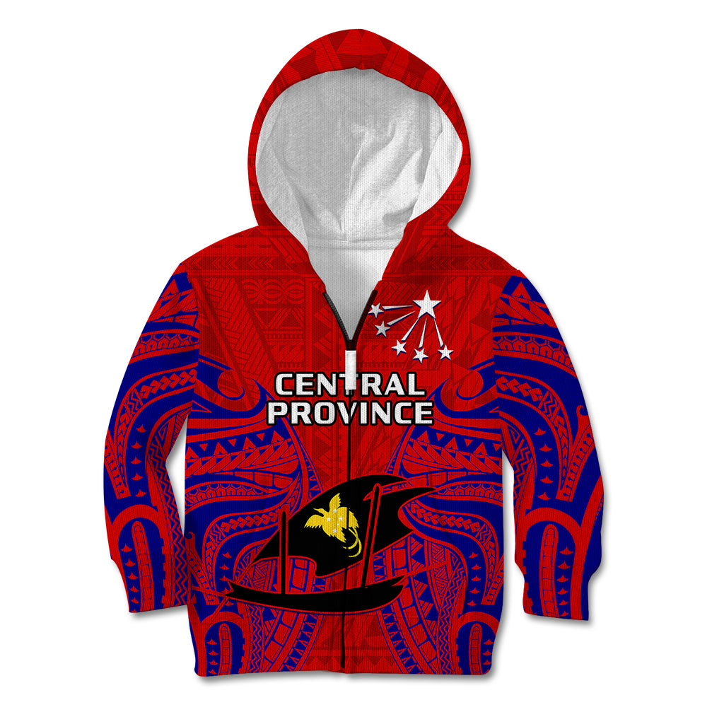 Papua New Guinea Kid Hoodie Central Province Mix Coat Of Arms Polynesian Art - Wonder Print Shop