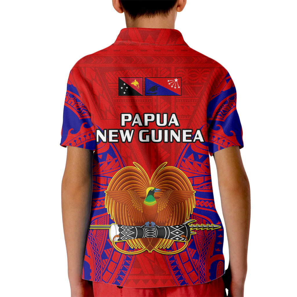 Papua New Guinea Polo Shirt for Kid Central Province Mix Coat Of Arms Polynesian Art - Wonder Print Shop
