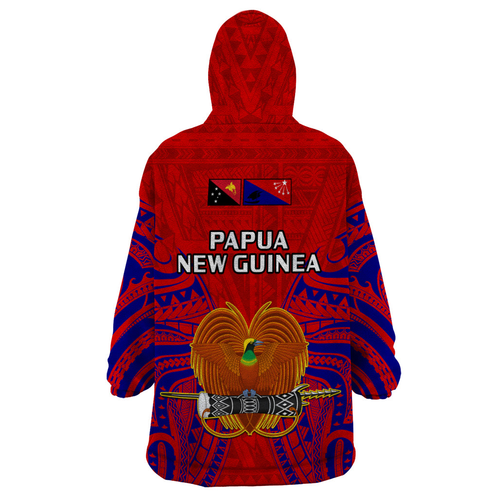 Papua New Guinea Wearable Blanket Hoodie Central Province Mix Coat Of Arms Polynesian Art - Wonder Print Shop