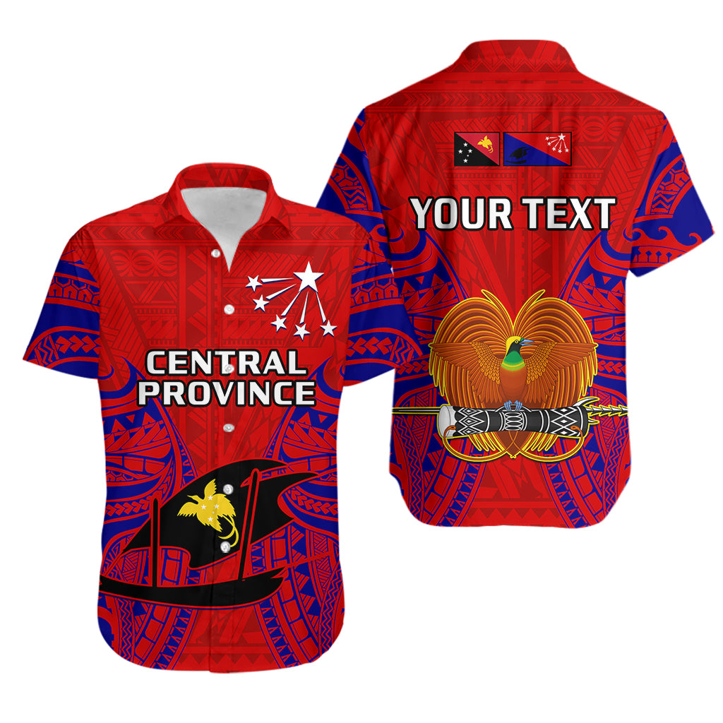 (Custom Personalised) Papua New Guinea Hawaiian Shirt Central Province Mix Coat Of Arms Polynesian Art - Wonder Print Shop