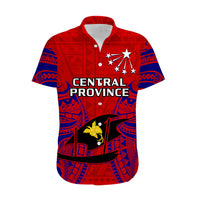 (Custom Personalised) Papua New Guinea Hawaiian Shirt Central Province Mix Coat Of Arms Polynesian Art - Wonder Print Shop