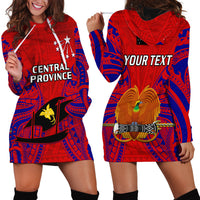(Custom Personalised) Papua New Guinea Hoodie Dress Central Province Mix Coat Of Arms Polynesian Art - Wonder Print Shop