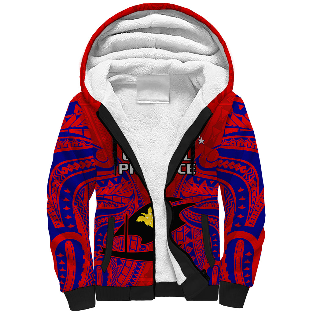 (Custom Personalised) Papua New Guinea Sherpa Hoodie Central Province Mix Coat Of Arms Polynesian Art - Wonder Print Shop