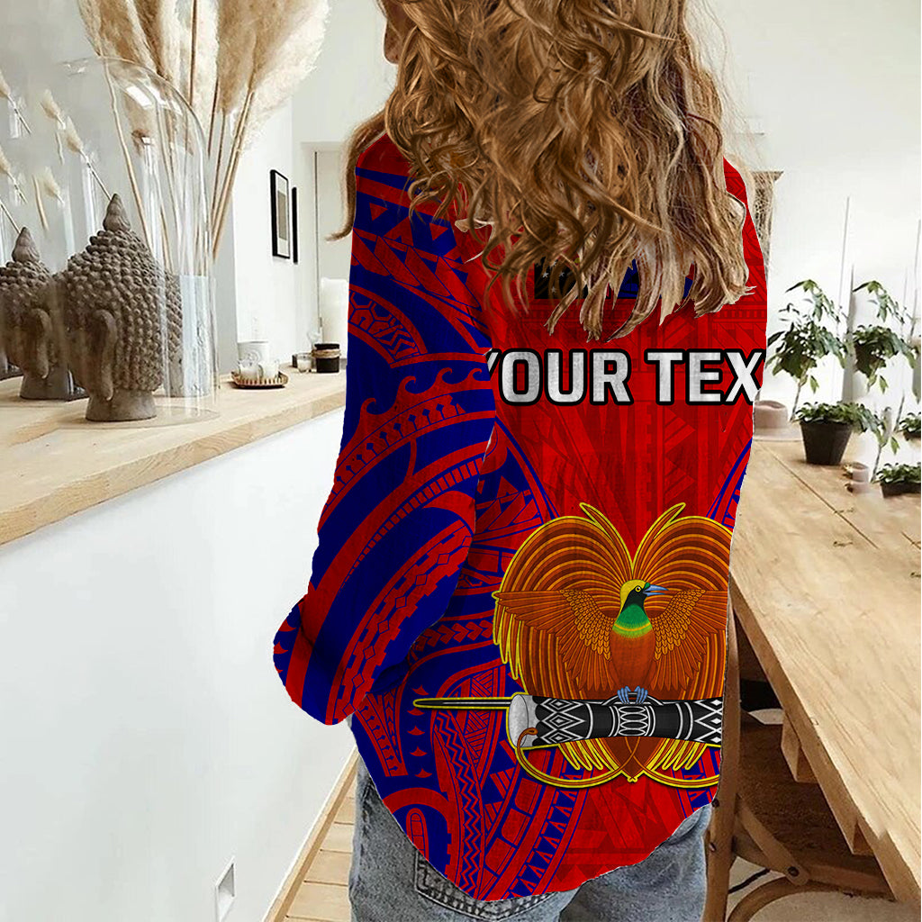 (Custom Personalised) Papua New Guinea Women Casual Shirt Central Province Mix Coat Of Arms Polynesian Art - Wonder Print Shop