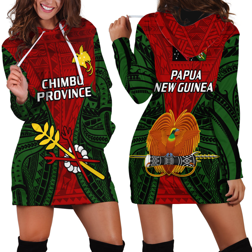 Papua New Guinea Hoodie Dress Chimbu Province Mix Coat Of Arms Polynesian Art - Wonder Print Shop