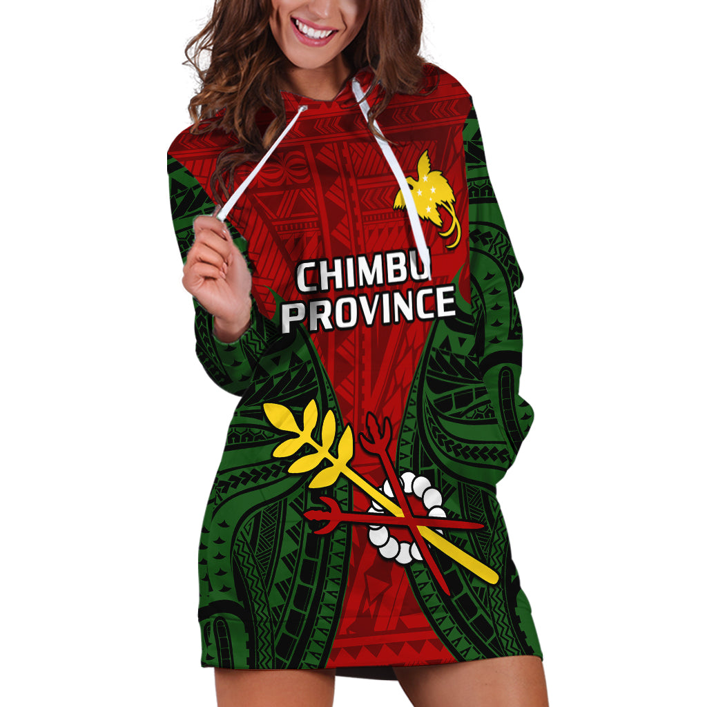 Papua New Guinea Hoodie Dress Chimbu Province Mix Coat Of Arms Polynesian Art - Wonder Print Shop