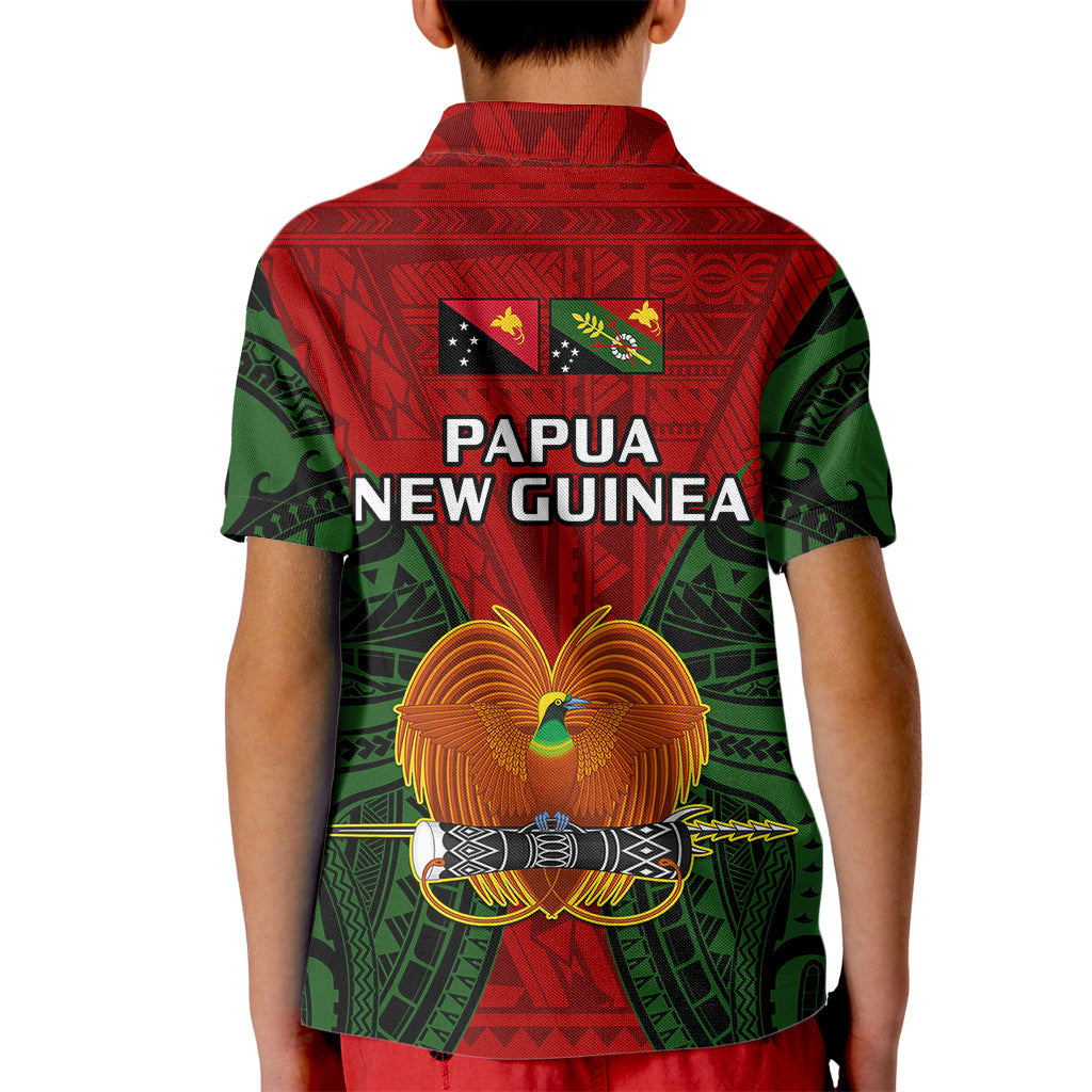 Papua New Guinea Polo Shirt for Kid Chimbu Province Mix Coat Of Arms Polynesian Art - Wonder Print Shop