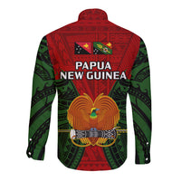 Papua New Guinea Long Sleeve Button Shirt Chimbu Province Mix Coat Of Arms Polynesian Art - Wonder Print Shop