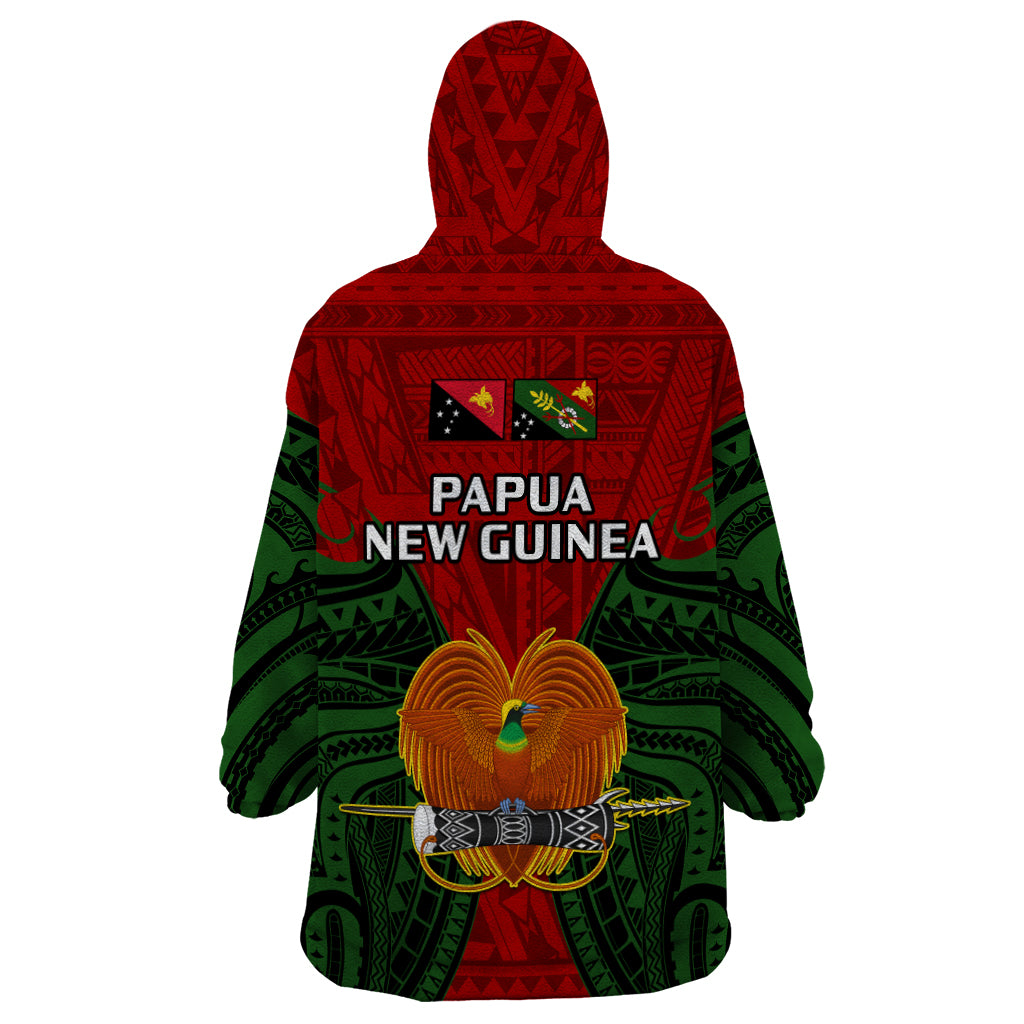 Papua New Guinea Wearable Blanket Hoodie Chimbu Province Mix Coat Of Arms Polynesian Art - Wonder Print Shop