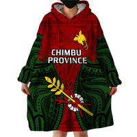 Papua New Guinea Wearable Blanket Hoodie Chimbu Province Mix Coat Of Arms Polynesian Art - Wonder Print Shop