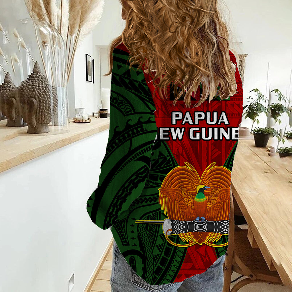 Papua New Guinea Women Casual Shirt Chimbu Province Mix Coat Of Arms Polynesian Art - Wonder Print Shop