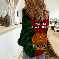 Papua New Guinea Women Casual Shirt Chimbu Province Mix Coat Of Arms Polynesian Art - Wonder Print Shop