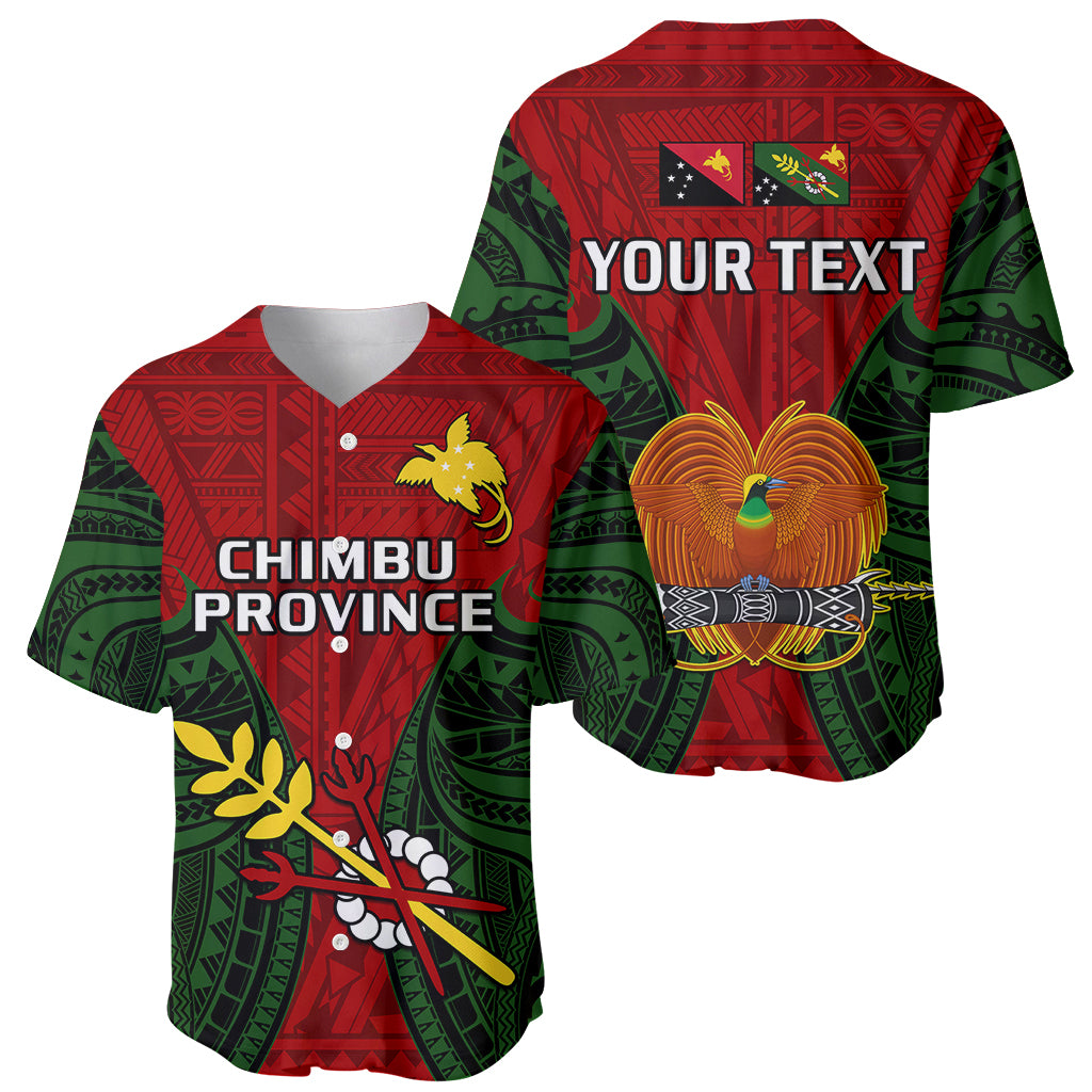 (Custom Personalised) Papua New Guinea Baseball Jersey Chimbu Province Mix Coat Of Arms Polynesian Art - Wonder Print Shop