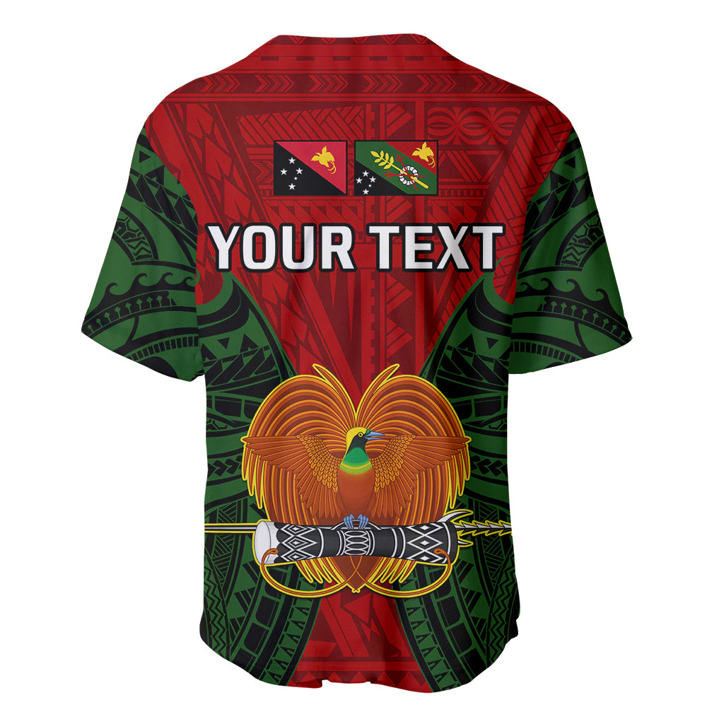 (Custom Personalised) Papua New Guinea Baseball Jersey Chimbu Province Mix Coat Of Arms Polynesian Art - Wonder Print Shop