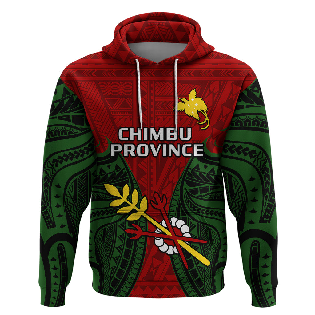 Custom Papua New Guinea Hoodie Chimbu Province Mix Coat Of Arms Polynesian Art - Wonder Print Shop