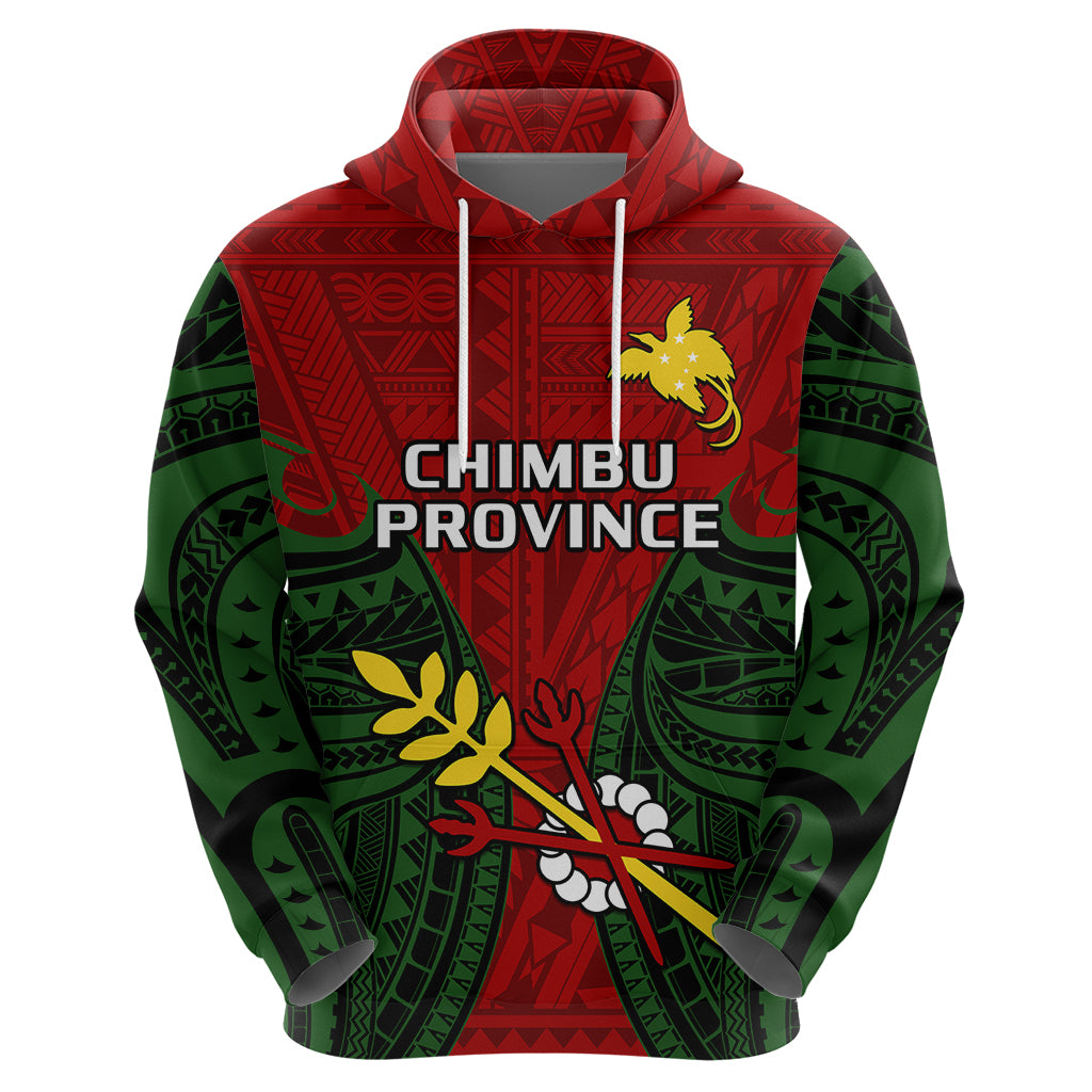 Custom Papua New Guinea Hoodie Chimbu Province Mix Coat Of Arms Polynesian Art - Wonder Print Shop