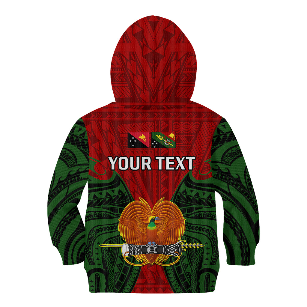 (Custom Personalised) Papua New Guinea Kid Hoodie Chimbu Province Mix Coat Of Arms Polynesian Art - Wonder Print Shop