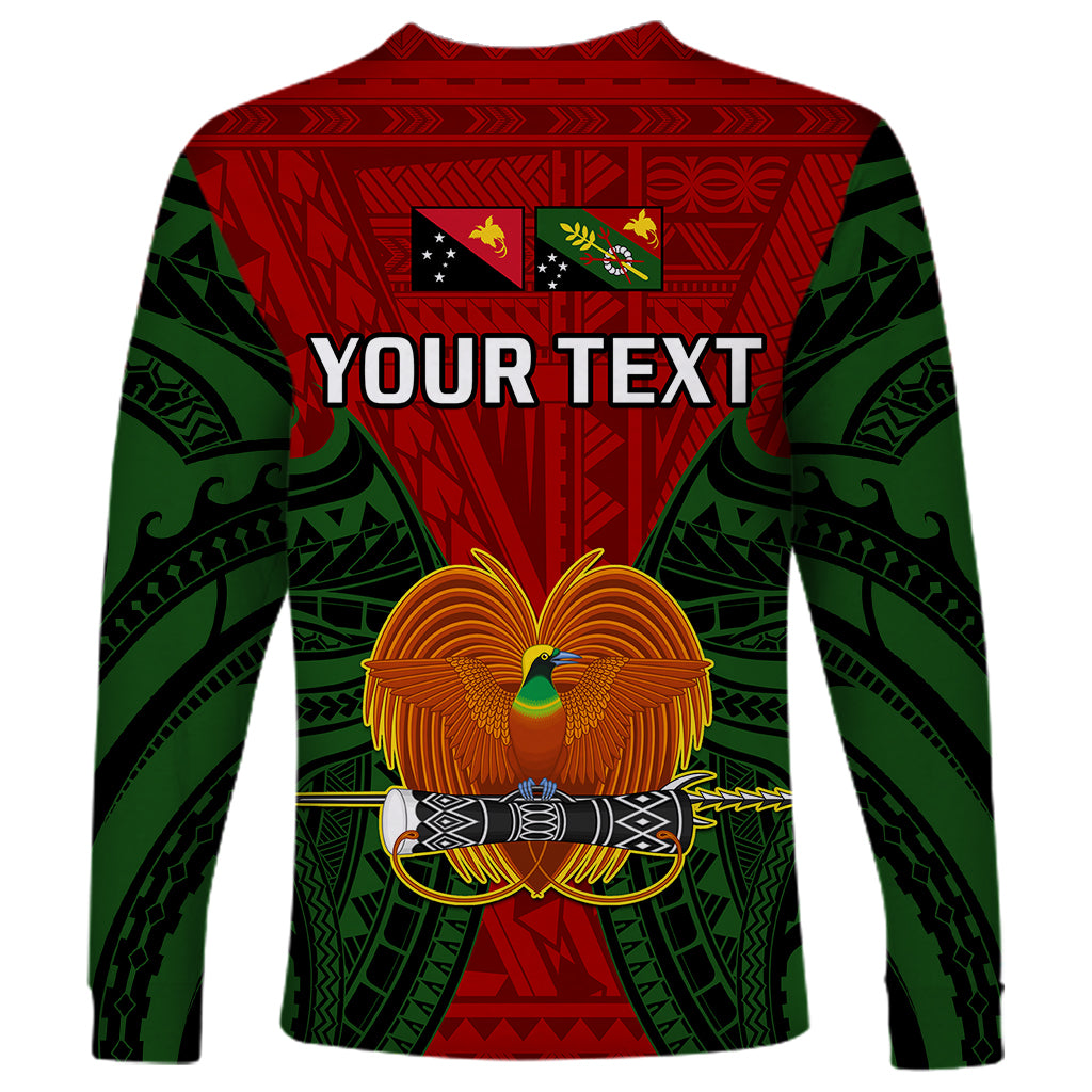 (Custom Personalised) Papua New Guinea Long Sleeve Shirt Chimbu Province Mix Coat Of Arms Polynesian Art - Wonder Print Shop
