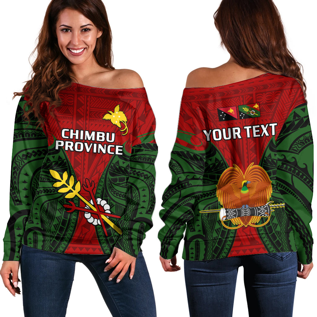 (Custom Personalised) Papua New Guinea Off Shoulder Sweater Chimbu Province Mix Coat Of Arms Polynesian Art - Wonder Print Shop