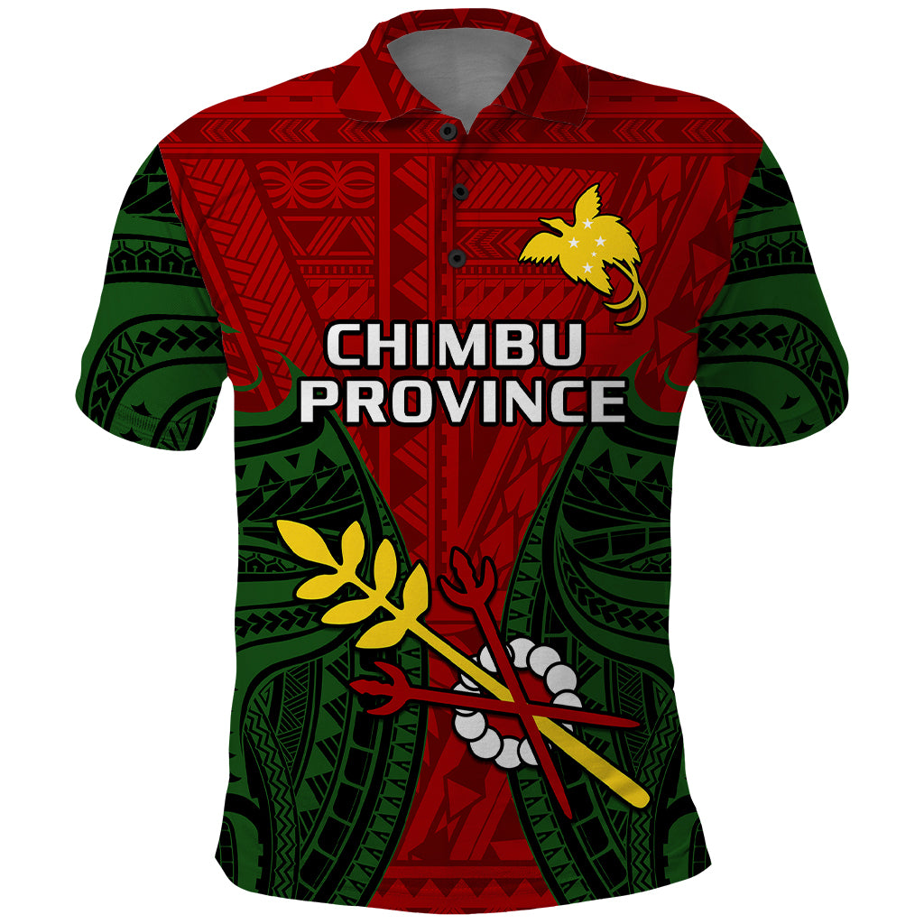 Custom Papua New Guinea Polo Shirt Chimbu Province Mix Coat Of Arms Polynesian Art - Wonder Print Shop
