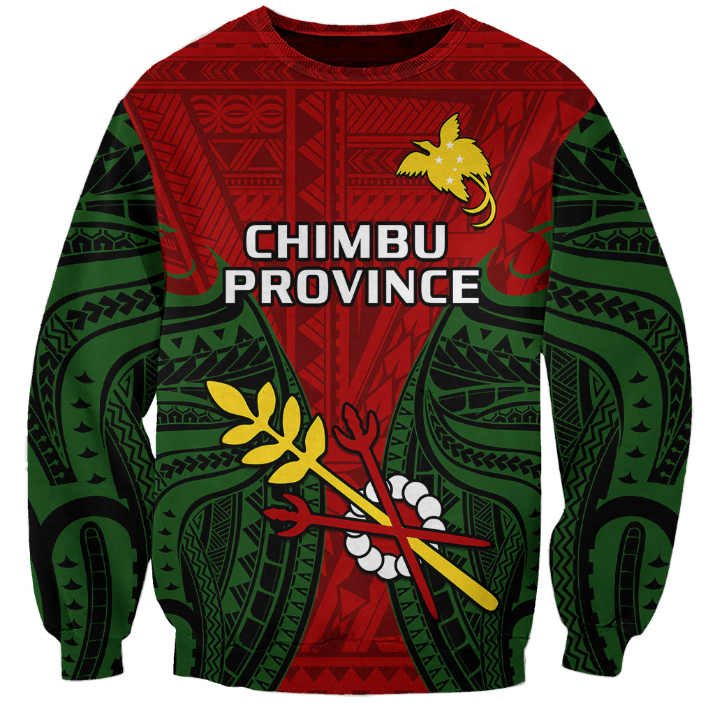 (Custom Personalised) Papua New Guinea Sweatshirt Chimbu Province Mix Coat Of Arms Polynesian Art - Wonder Print Shop