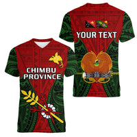 (Custom Personalised) Papua New Guinea Women V Neck T Shirt Chimbu Province Mix Coat Of Arms Polynesian Art - Wonder Print Shop