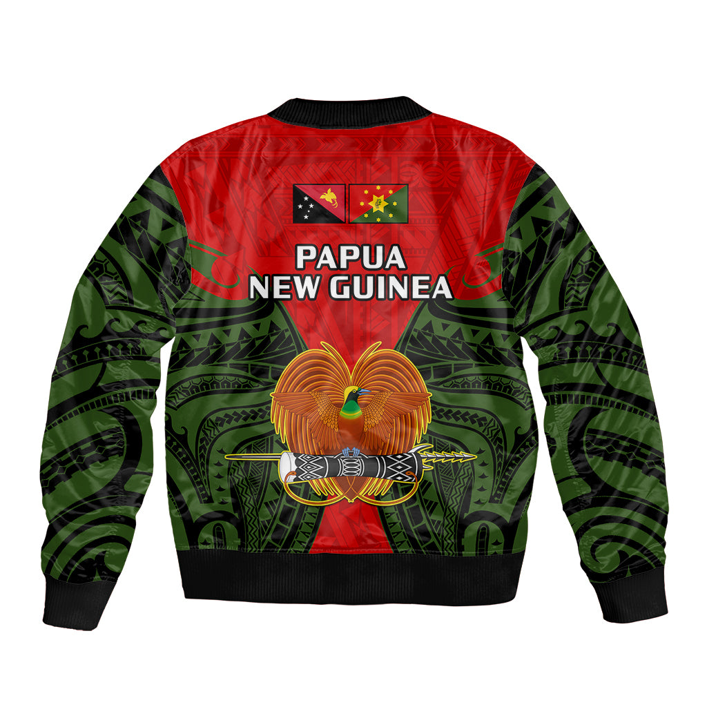 Papua New Guinea Bomber Jacket Eastern Highlands Province Mix Coat Of Arms Polynesian Art - Wonder Print Shop