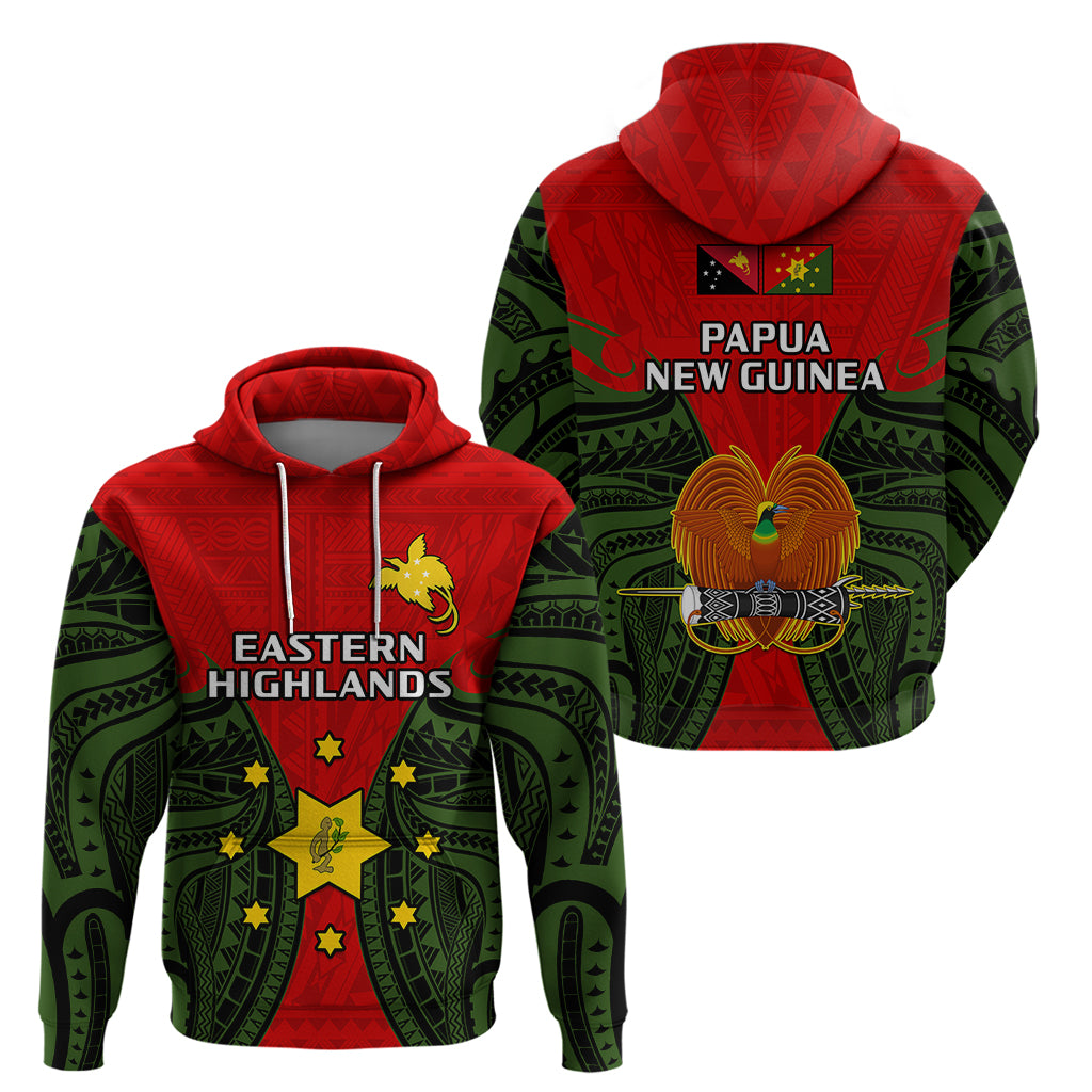 Papua New Guinea Hoodie Eastern Highlands Province Mix Coat Of Arms Polynesian Art - Wonder Print Shop