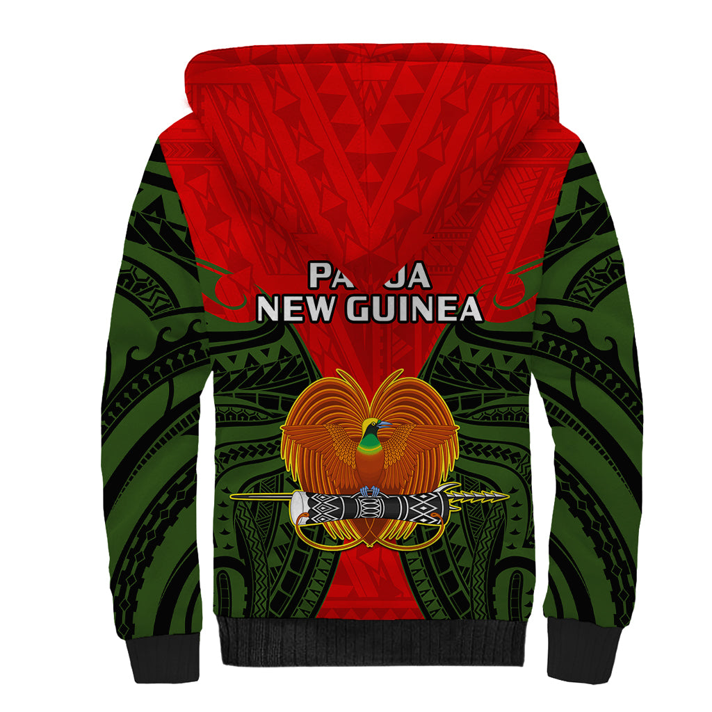 Papua New Guinea Sherpa Hoodie Eastern Highlands Province Mix Coat Of Arms Polynesian Art - Wonder Print Shop