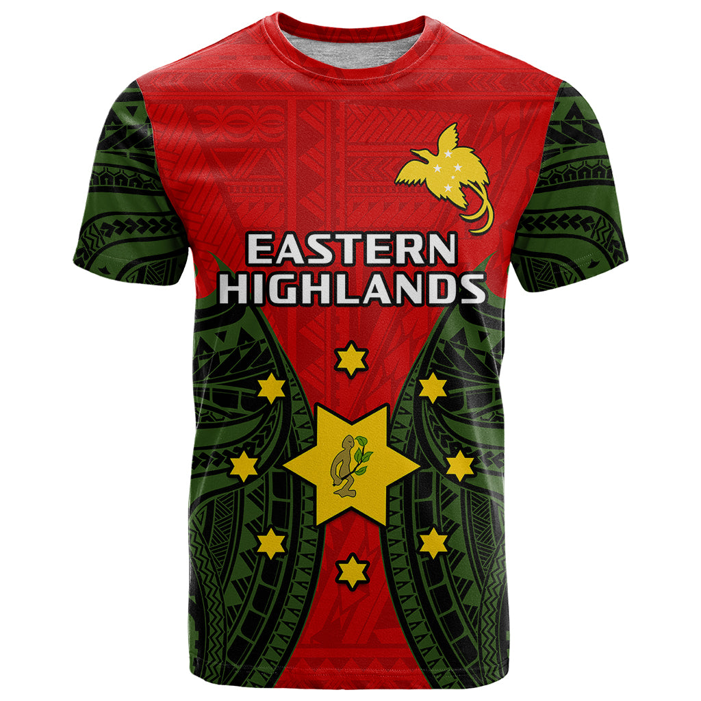 Papua New Guinea T Shirt Eastern Highlands Province Mix Coat Of Arms Polynesian Art - Wonder Print Shop