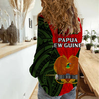 Papua New Guinea Women Casual Shirt Eastern Highlands Province Mix Coat Of Arms Polynesian Art - Wonder Print Shop