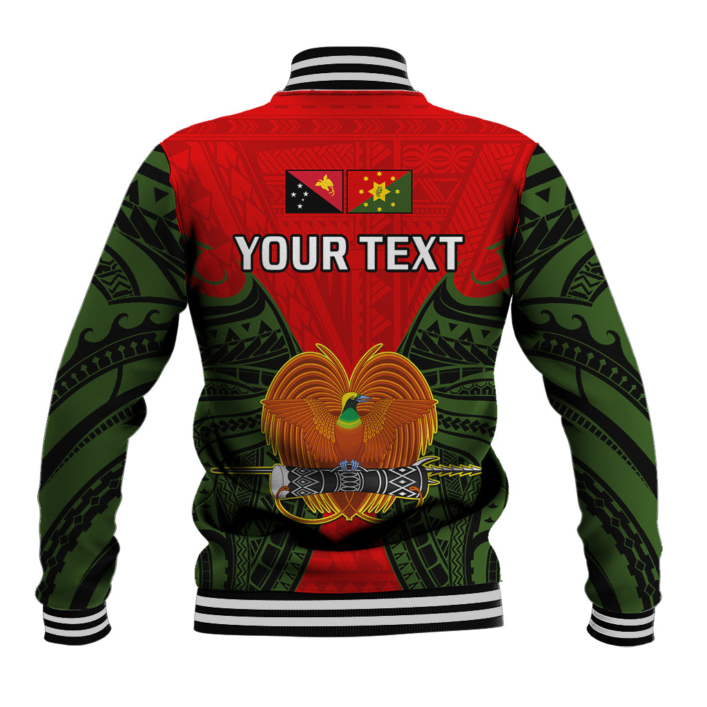 (Custom Personalised) Papua New Guinea Baseball Jacket Eastern Highlands Province Mix Coat Of Arms Polynesian Art - Wonder Print Shop