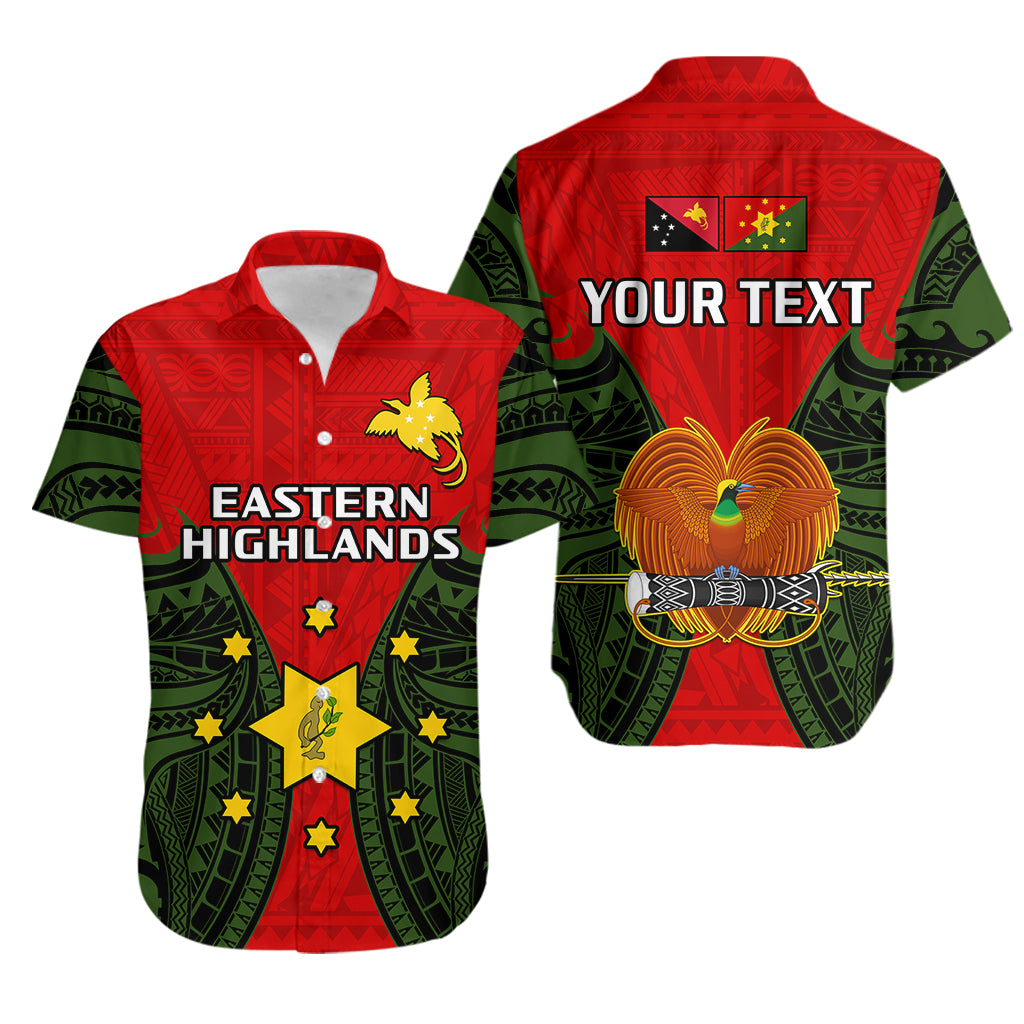(Custom Personalised) Papua New Guinea Hawaiian Shirt Eastern Highlands Province Mix Coat Of Arms Polynesian Art - Wonder Print Shop