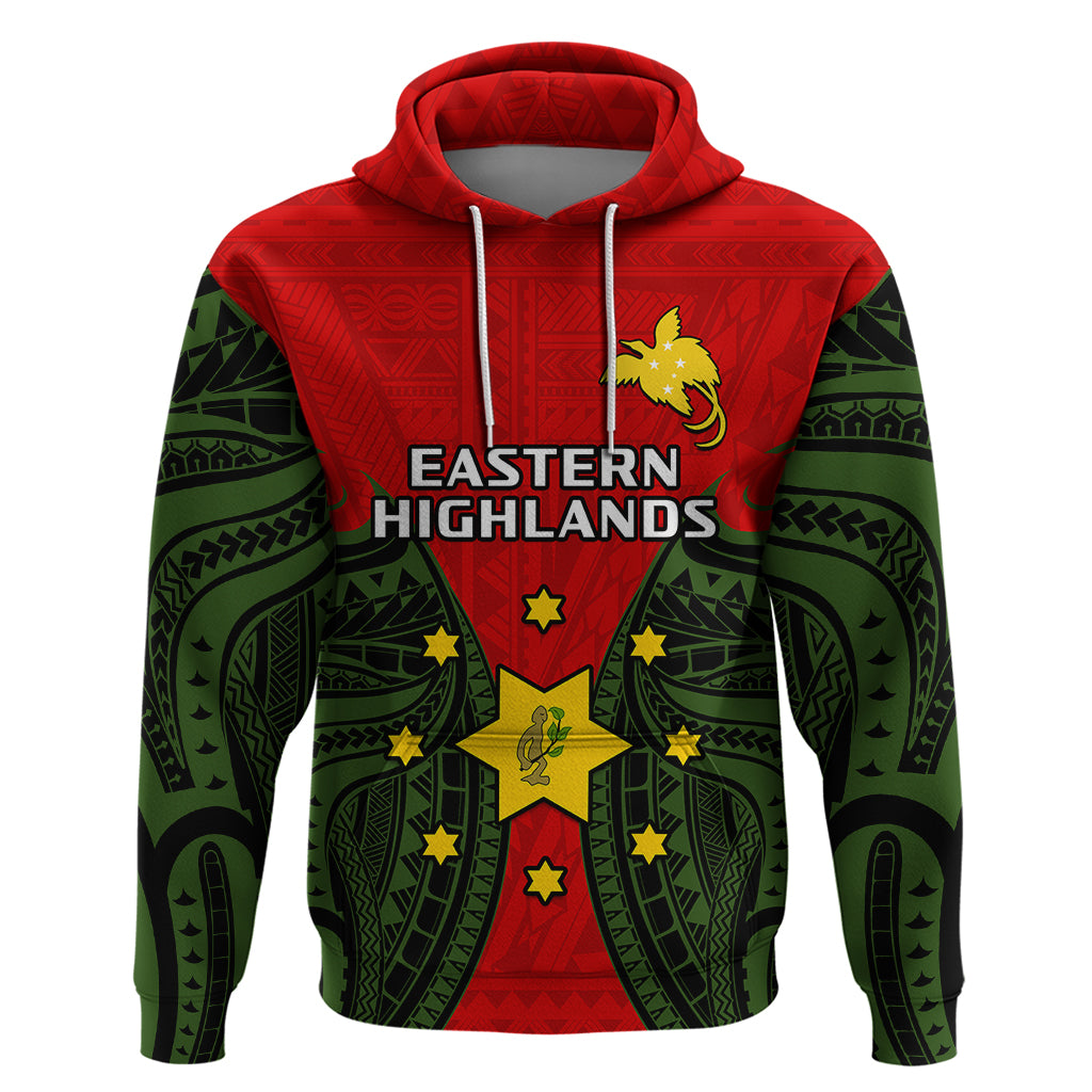 Custom Papua New Guinea Hoodie Eastern Highlands Province Mix Coat Of Arms Polynesian Art - Wonder Print Shop