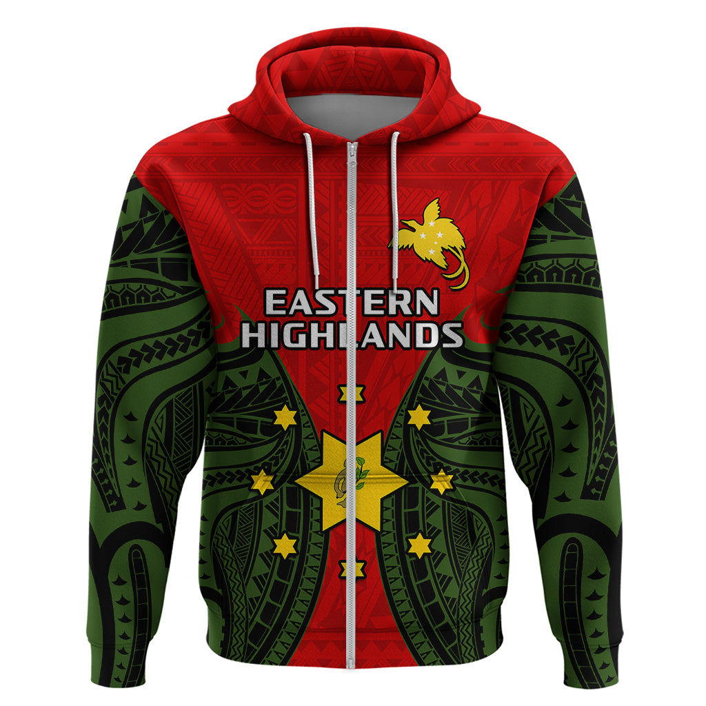 Custom Papua New Guinea Hoodie Eastern Highlands Province Mix Coat Of Arms Polynesian Art - Wonder Print Shop