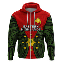 Custom Papua New Guinea Hoodie Eastern Highlands Province Mix Coat Of Arms Polynesian Art - Wonder Print Shop