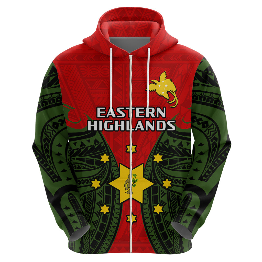 Custom Papua New Guinea Hoodie Eastern Highlands Province Mix Coat Of Arms Polynesian Art - Wonder Print Shop