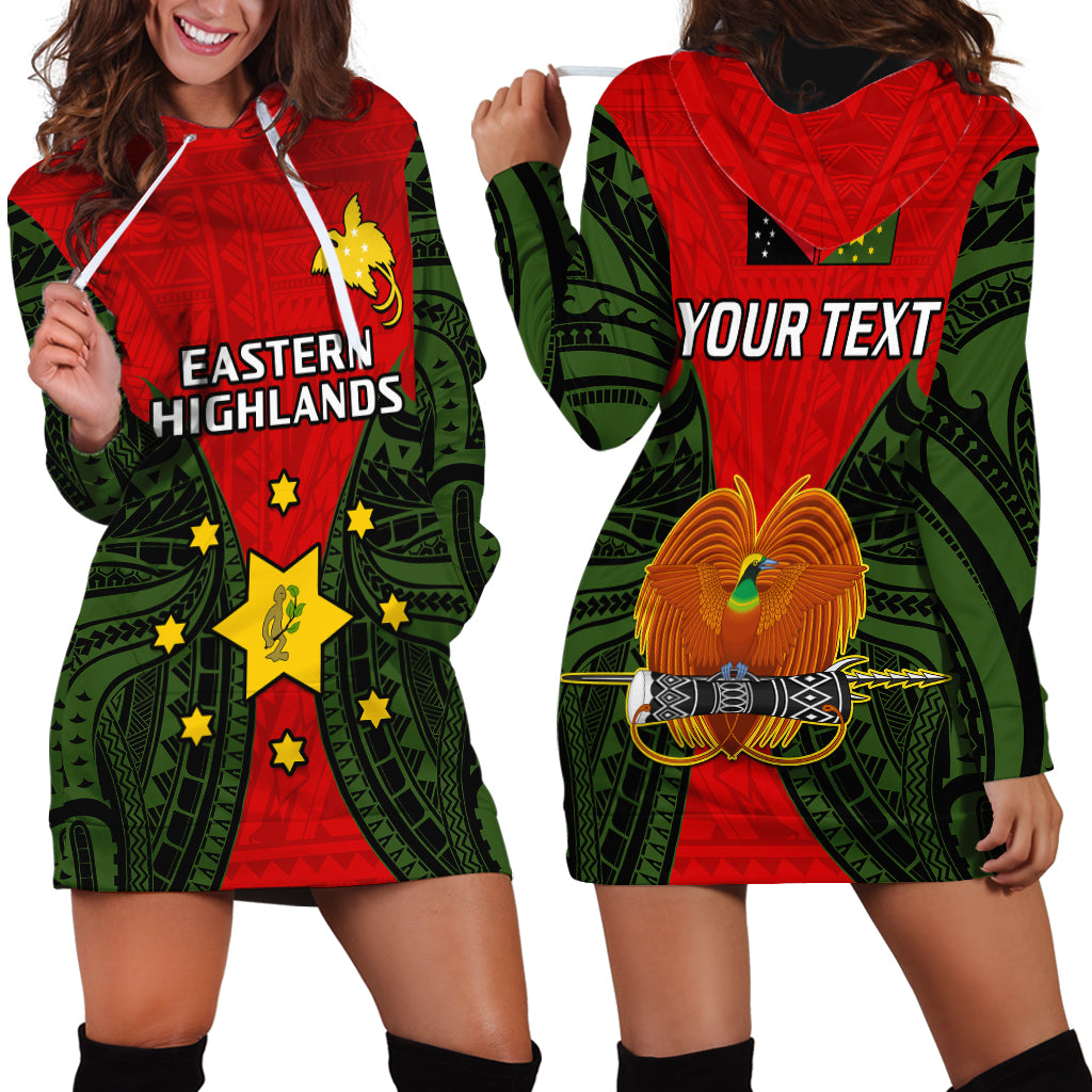 (Custom Personalised) Papua New Guinea Hoodie Dress Eastern Highlands Province Mix Coat Of Arms Polynesian Art - Wonder Print Shop